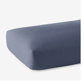 Premium Breathable Washed Linen Solid Fitted Bed Sheet - Denim Blue, Full