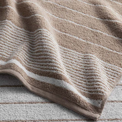 Plush Spa Stripe 4-Piece Bath & Hand Towel Set - Light Mocha