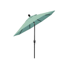 6' Round Outdoor Patio Umbrella, Aluminum with Push Button Tilt - Black Finish, Spectrum Mist