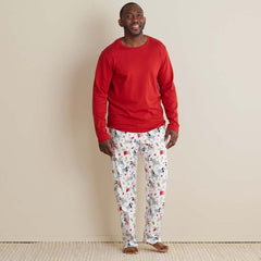 Family Printed Peruvian Cotton Men's Pajama Set - Holiday Paws, L