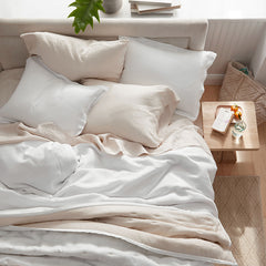 Premium Breathable Relaxed Linen Solid Duvet Cover - White, Twin/Twin XL