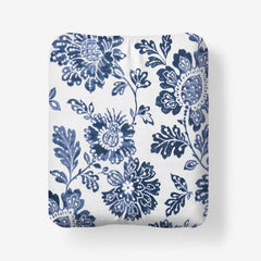 Floral Indigo Garden Classic Cool Cotton Percale Fitted Bed Sheet - Blue, Twin