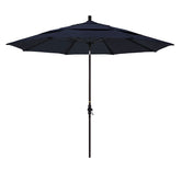 Round Outdoor Patio Umbrella, Fiberglass with Twist Tilt - Bronze Finish, Navy, 11'