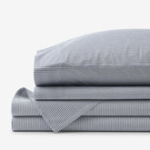 Classic Stripes and Plaids Cool Yarn-Dyed Cotton Percale Bed Sheet Set - Stripe White/Blue, Twin XL