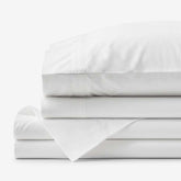 Contrast Border Premium Cool Supima® Cotton Percale Bed Sheet Set - White, Full