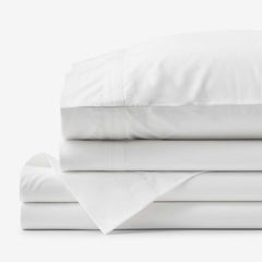 Contrast Border Premium Cool Supima® Cotton Percale Bed Sheet Set - White, King