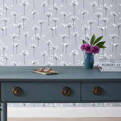Dandelion Traditional Wallpaper - Silver, Swatch