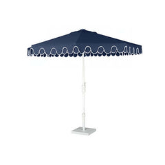 9' Round Double Scallop Outdoor Patio Umbrella, Aluminum with Auto Tilt and Crank Lift - Navy