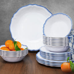 Maison Melamine Oval Serving Platter - White/Blue