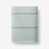 Narrow Stripe Reversible Cotton Bath Towel - Spa Green