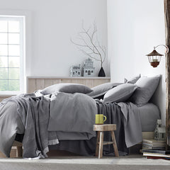 Classic Ultra-Cozy Cotton Velvet Flannel Solid Duvet Cover - Slate Gray, Full