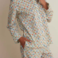 Printed Voile Women's Cropped Pajama Set - Meadow Song, M