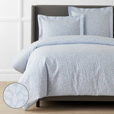Jacquard Leaf Yarn-Dyed Premium Smooth Supima® Cotton Wrinkle-Free Sateen Duvet Cover - Blue Shadow, Full