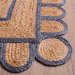 Scallop Border Handwoven Jute Rug - Blue, 4' x 6'