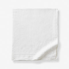 Premium Breathable Washed Linen Solid Flat Bed Sheet - White, Queen