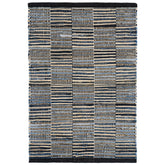 Denim Rag Handwoven Gridwork Cotton Rug - Blue, 2' x 8'