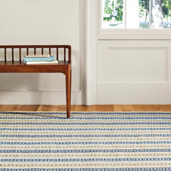 Long Slade Handwoven Cotton Rug - Indigo, 3' x 5'