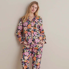 Printed Poplin Women's Button-Down Pajama Set - Wild Floral, S