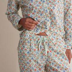 Printed Voile Women's Cropped Pajama Set - Meadow Song, XL