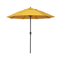 Round Outdoor Patio Umbrella, Aluminum with Auto Tilt Crank - Black Finish, Sunflower, 7.5'