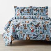 Animal Campers Classic Cool Organic Cotton Percale Comforter Set - Blue, Full/Queen