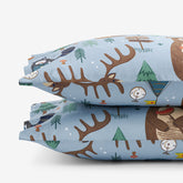 Animal Campers Classic Cool Organic Cotton Percale Pillowcase Set - Blue Multi, Standard