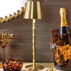 Bamboo Cordless LED Table Lamp - Gold