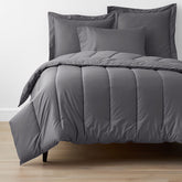 Classic Smooth Wrinkle-Free Sateen Comforter - Stone Gray, Full