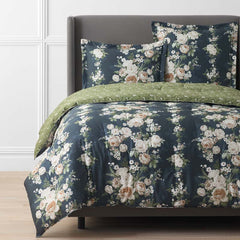 Blooming Melody Reversible Premium Smooth Wrinkle-Free Sateen Comforter - Green Multi, King/Cal. King