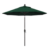 Round Outdoor Patio Umbrella, Fiberglass with Twist Tilt - Bronze Finish, Forest Green, 9'