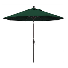 Round Outdoor Patio Umbrella, Fiberglass with Twist Tilt - Bronze Finish, Forest Green, 9'