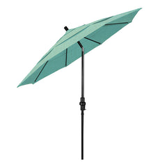 Round Outdoor Patio Umbrella, Fiberglass with Twist Tilt - Black Finish, Spectrum Mist, 11'
