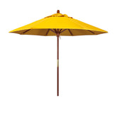 Round Outdoor Patio Umbrella, Wood with Manual Lift - Sunflower, 9'