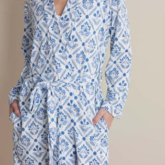 Printed Pima Cotton Women's Kimono Robe - Floral Trellis, S
