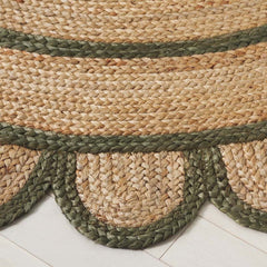 Scallop Border Handwoven Jute Rug - Olive, 5' x 8'