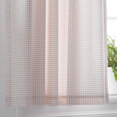 Ditsy Gingham Classic Cool Organic Cotton Percale Window Curtain - Pink, 44" x 84"