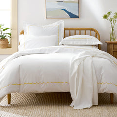 Scallop Embroidered Premium Cool Egyptian Percale Sham - Yellow, Euro