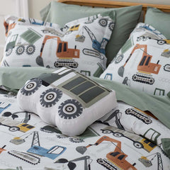 Construction Builders Classic Cool Organic Cotton Percale Comforter Set - White Multi, Twin/Twin XL