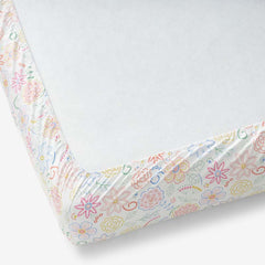 Floral Dream Classic Cool Organic Cotton Percale Fitted Crib Sheet - White Multi