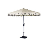 9' Round Double Scallop Outdoor Patio Umbrella, Aluminum with Auto Tilt and Crank Lift - Natural