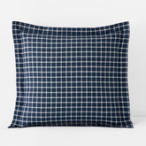 Classic Stripes and Plaids Cool Yarn-Dyed Cotton Percale Sham - Windowpane White/Navy, Euro
