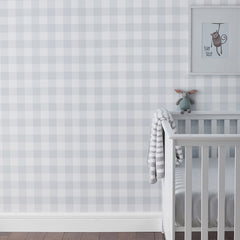 Ditsy Gingham Removable Wallpaper - Gray, Panel
