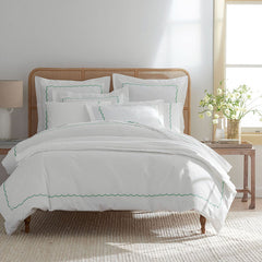 Scallop Embroidered Premium Cool Egyptian Percale Sham - Green, Standard