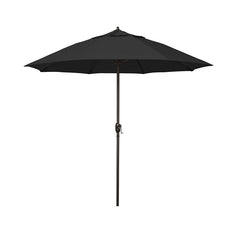 Round Outdoor Patio Umbrella, Aluminum with Auto Tilt Crank - Bronze Finish, Black, 7.5'