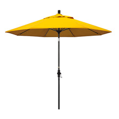 Round Outdoor Patio Umbrella, Fiberglass with Twist Tilt - Black Finish, Sunflower, 9'