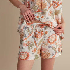 Printed Voile Women's Babydoll Shorts Set - Wild Bloom, L