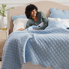 Scallop Quilted Sham - Blue Sea, Euro