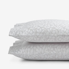 Jacquard Leaf Yarn-Dyed Premium Smooth Supima® Cotton Wrinkle-Free Sateen Pillowcase Set - Light Gray, King
