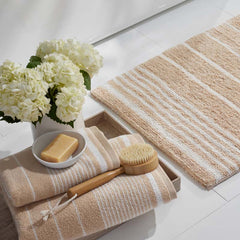 Plush Spa Stripe Bath Sheet - Light Antique Beige