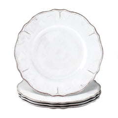 Rustica Antique White Melamine Dinner Plates, Set of 4 - White